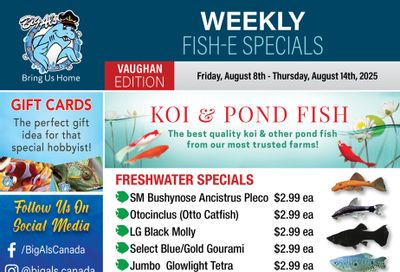 Big Al's (Vaughan) Weekly Specials August 8 to 14 Big Al's (Vaughan) Weekly Specials August 8 to 14