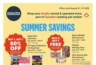 Total Pet Flyer August 14 to 27