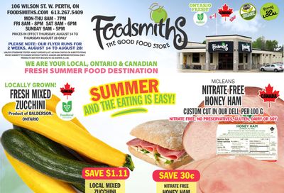 Foodsmiths Flyer August 14 to 28