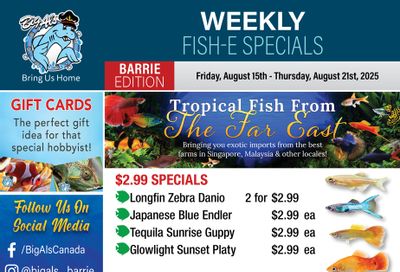 Big Al's (Barrie) Weekly Specials August 15 to 21