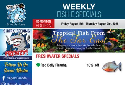Big Al's (Edmonton) Weekly Specials August 15 to 21 Big Al's (Edmonton) Weekly Specials August 15 to 21