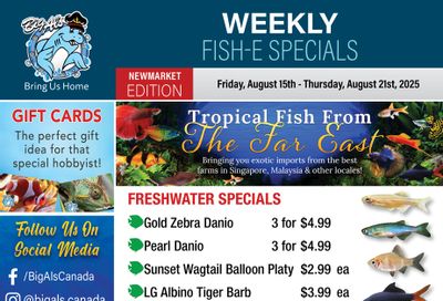 Big Al's (Newmarket) Weekly Specials August 15 to 21