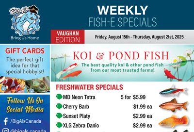 Big Al's (Vaughan) Weekly Specials August 15 to 21