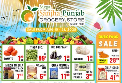 Sanjha Punjab Grocery Store Flyer August 15 to 21
