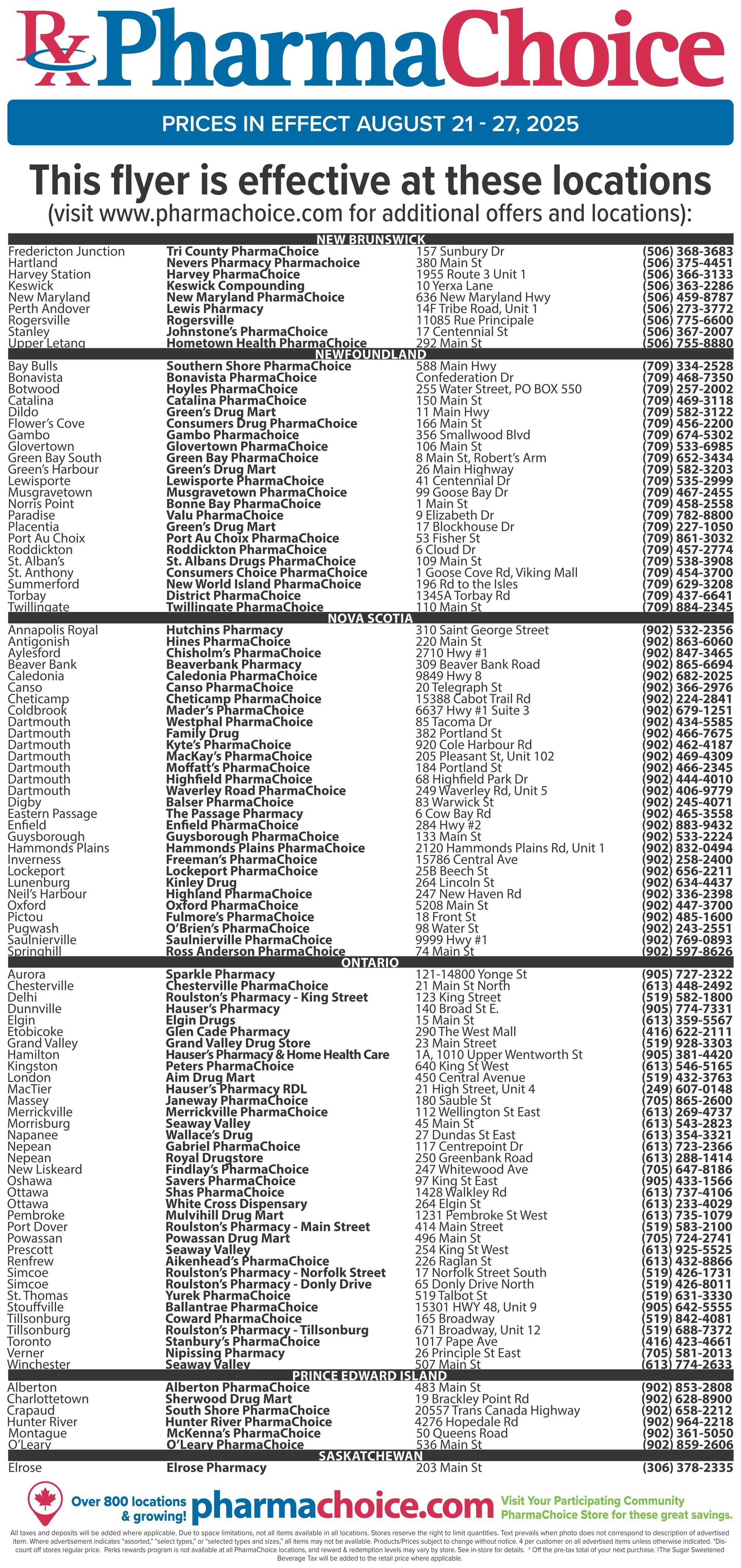 PharmaChoice (ON & Atlantic) Flyer August 21 to 27