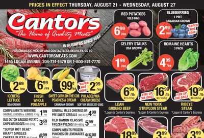 Cantor's Meats Flyer August 21 to 27
