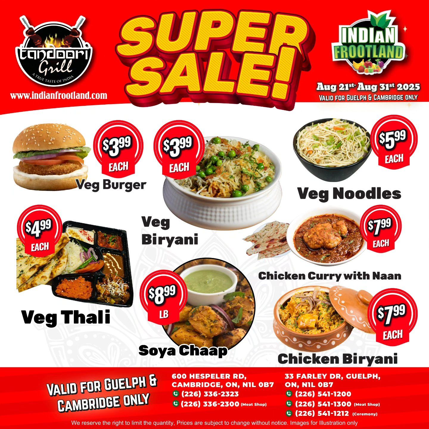 Indian Frootland (Guelph & Cambridge) Flyer August 21 to 31