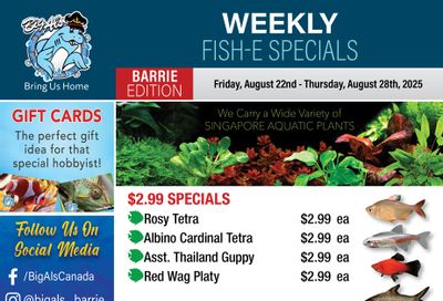 Big Al's (Barrie) Weekly Specials August 22 to 28