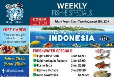 Big Al's (Kitchener) Weekly Specials August 22 to 28