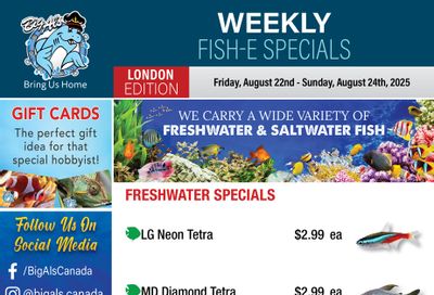 Big Al's (London) Weekend Specials August 22 to 24 Big Al's (London) Weekend Specials August 22 to 24