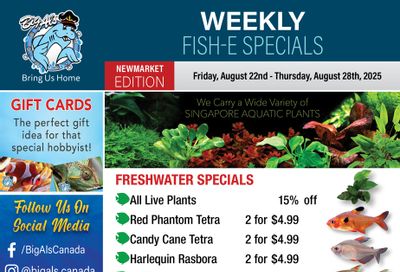 Big Al's (Newmarket) Weekly Specials August 22 to 28