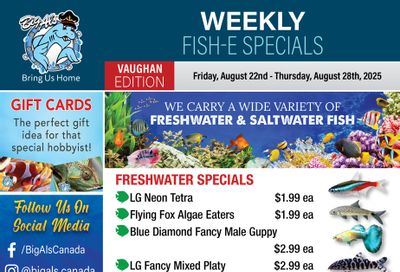 Big Al's (Vaughan) Weekly Specials August 22 to 28