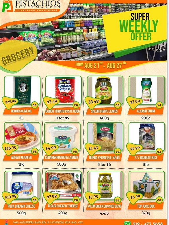 Pistachios Supermarket Flyer August 21 to 27