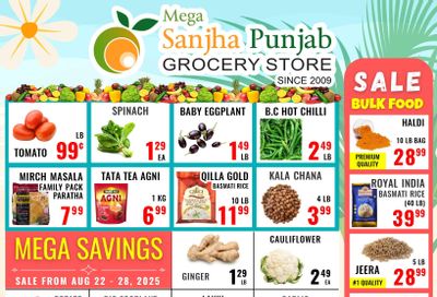 Sanjha Punjab Grocery Store Flyer August 22 to 28