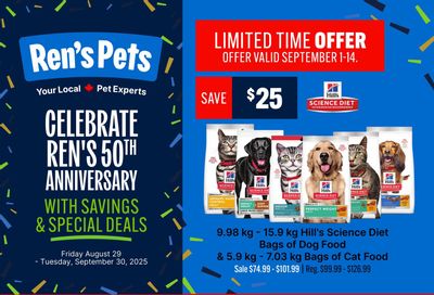 Ren's Pets Flyer August 28 to September 30