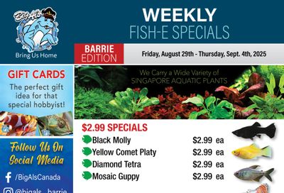 Big Al's (Barrie) Weekly Specials August 29 to September 4