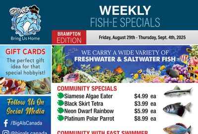 Big Al's (Brampton) Weekly Specials August 29 to September 4