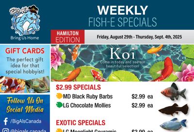 Big Al's (Hamilton) Weekly Specials August 29 to September 4