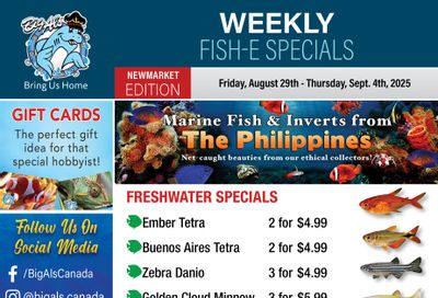 Big Al's (Newmarket) Weekly Specials August 29 to September 4