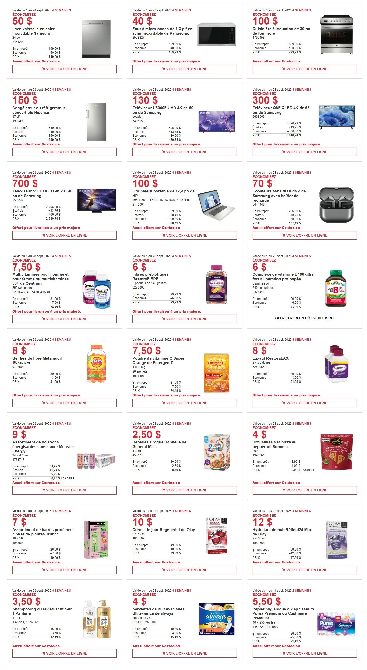 Costco (QC) Warehouse Offers September 1 to 14