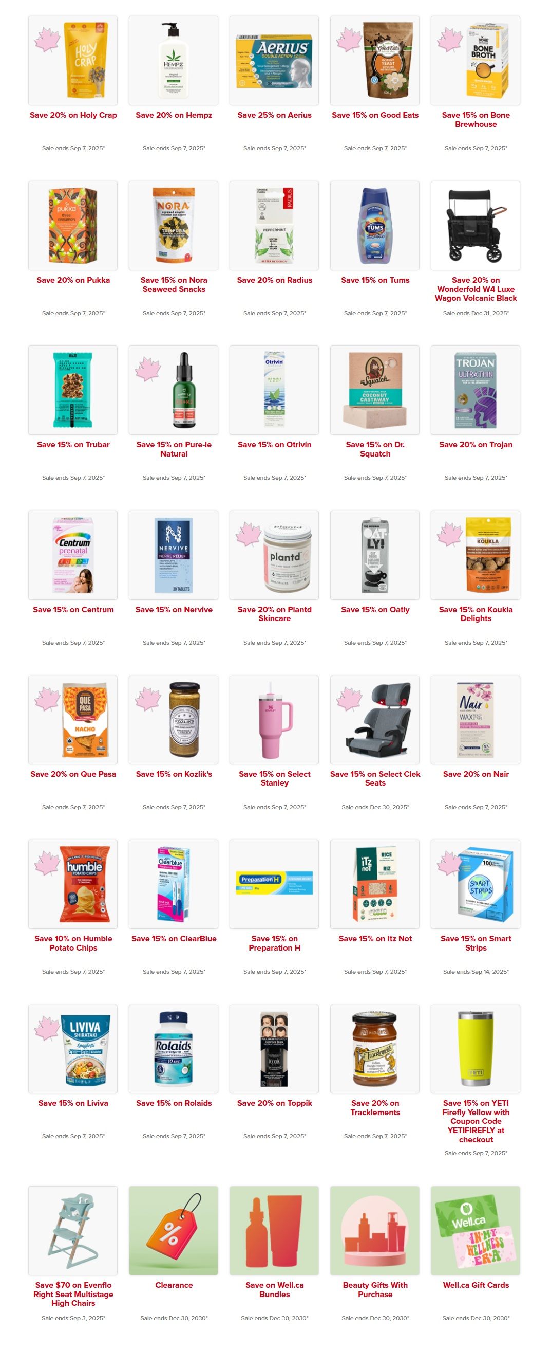 Well.ca Weekly Sales September 1 to 7