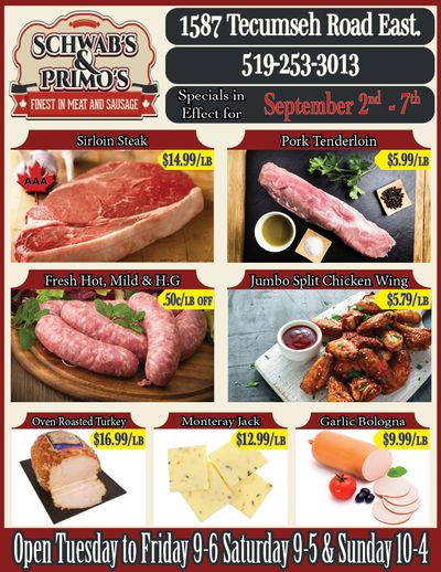 Schwab's & Primo's Flyer September 2 to 7