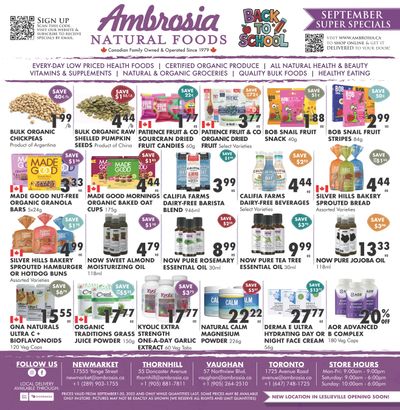 Ambrosia Natural Foods Flyer September 1 to 30