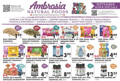 Ambrosia Natural Foods Flyer September 1 to 30 Ambrosia Natural Foods Flyer September 1 to 30
