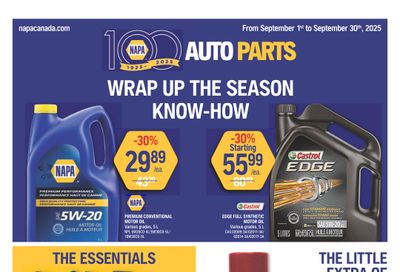 NAPA Auto Parts Flyer September 1 to 30 NAPA Auto Parts Flyer September 1 to 30