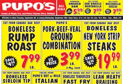 Pupo's Food Market Flyer September 4 to 10 Pupo's Food Market Flyer September 4 to 10