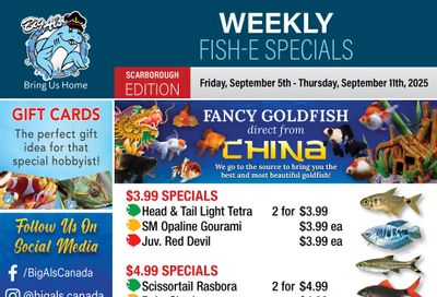 Big Al's (Scarborough) Weekly Specials September 5 to 11