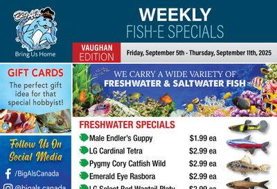 Big Al's (Vaughan) Weekly Specials September 5 to 11