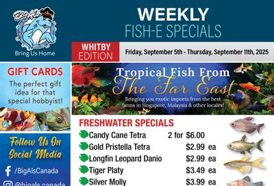 Big Al's (Whitby) Weekly Specials September 5 to 11