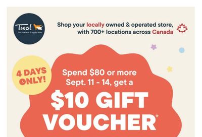 Tisol Pet Nutrition & Supply Stores Flyer September 11 to 14