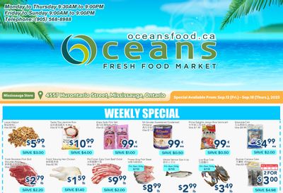Oceans Fresh Food Market (Mississauga) Flyer September 12 to 18 Oceans Fresh Food Market (Mississauga) Flyer September 12 to 18