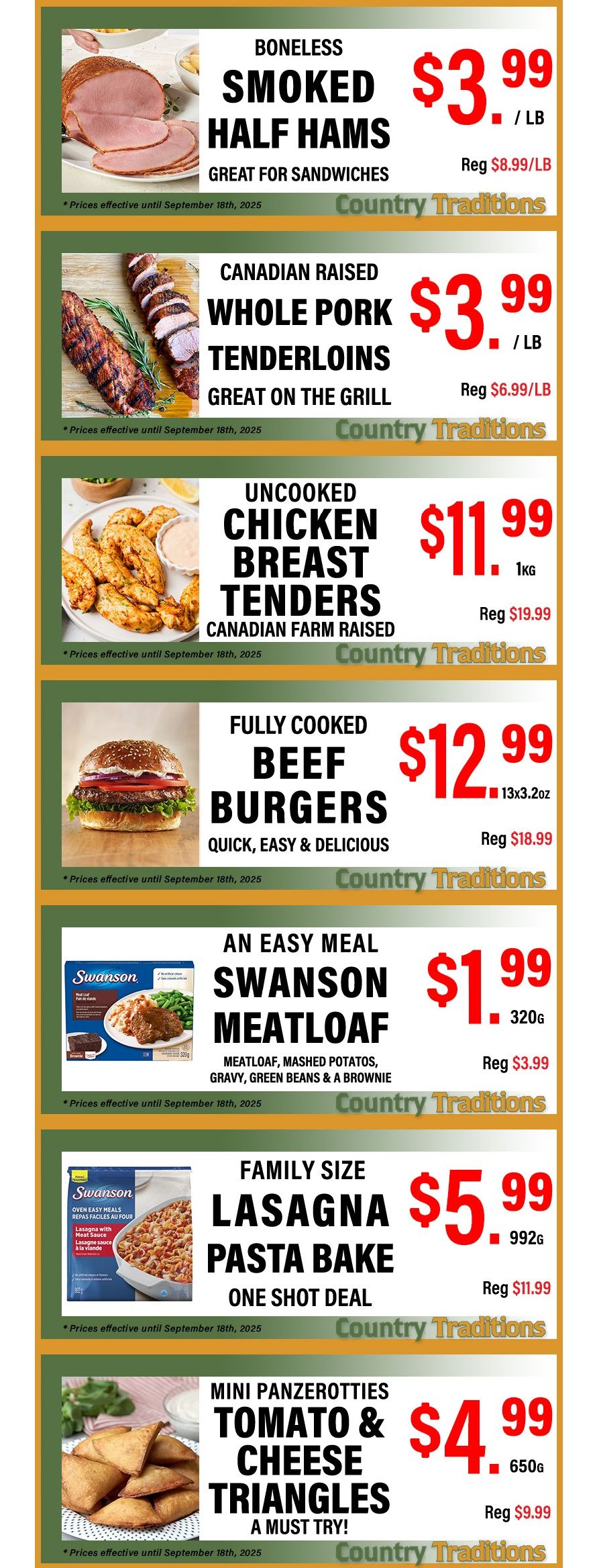 Country Traditions One-Shot Deals Flyer September 11 to 18