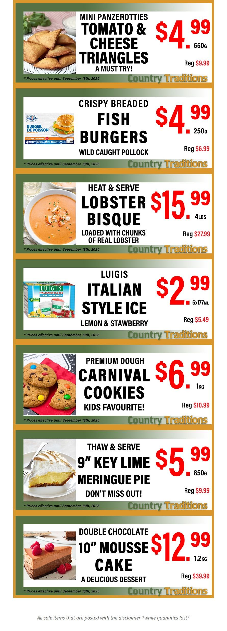 Country Traditions One-Shot Deals Flyer September 11 to 18