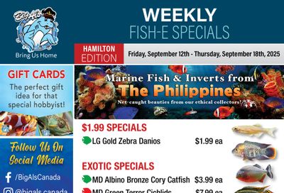 Big Al's (Hamilton) Weekly Specials September 12 to 18
