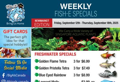 Big Al's (Newmarket) Weekly Specials September 12 to 18