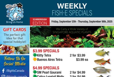 Big Al's (Scarborough) Weekly Specials September 12 to 18