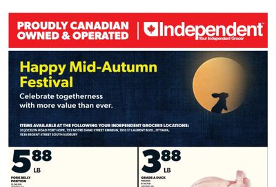 Independent Grocer (ON) Happy Mid-Autumn Festival Flyer September 18 to October 1