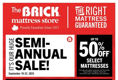 The Brick Mattress Store Flyer September 19 to 22
