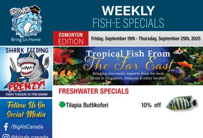 Big Al's (Edmonton) Weekly Specials September 19 to 25 Big Al's (Edmonton) Weekly Specials September 19 to 25