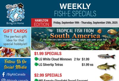 Big Al's (Hamilton) Weekly Specials September 19 to 25 Big Al's (Hamilton) Weekly Specials September 19 to 25