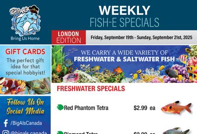 Big Al's (London) Weekend Specials September 19 to 21 Big Al's (London) Weekend Specials September 19 to 21