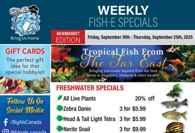Big Al's (Newmarket) Weekly Specials September 19 to 25 Big Al's (Newmarket) Weekly Specials September 19 to 25