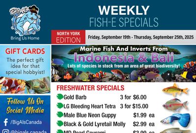 Big Al's (North York) Weekly Specials September 19 to 25 Big Al's (North York) Weekly Specials September 19 to 25