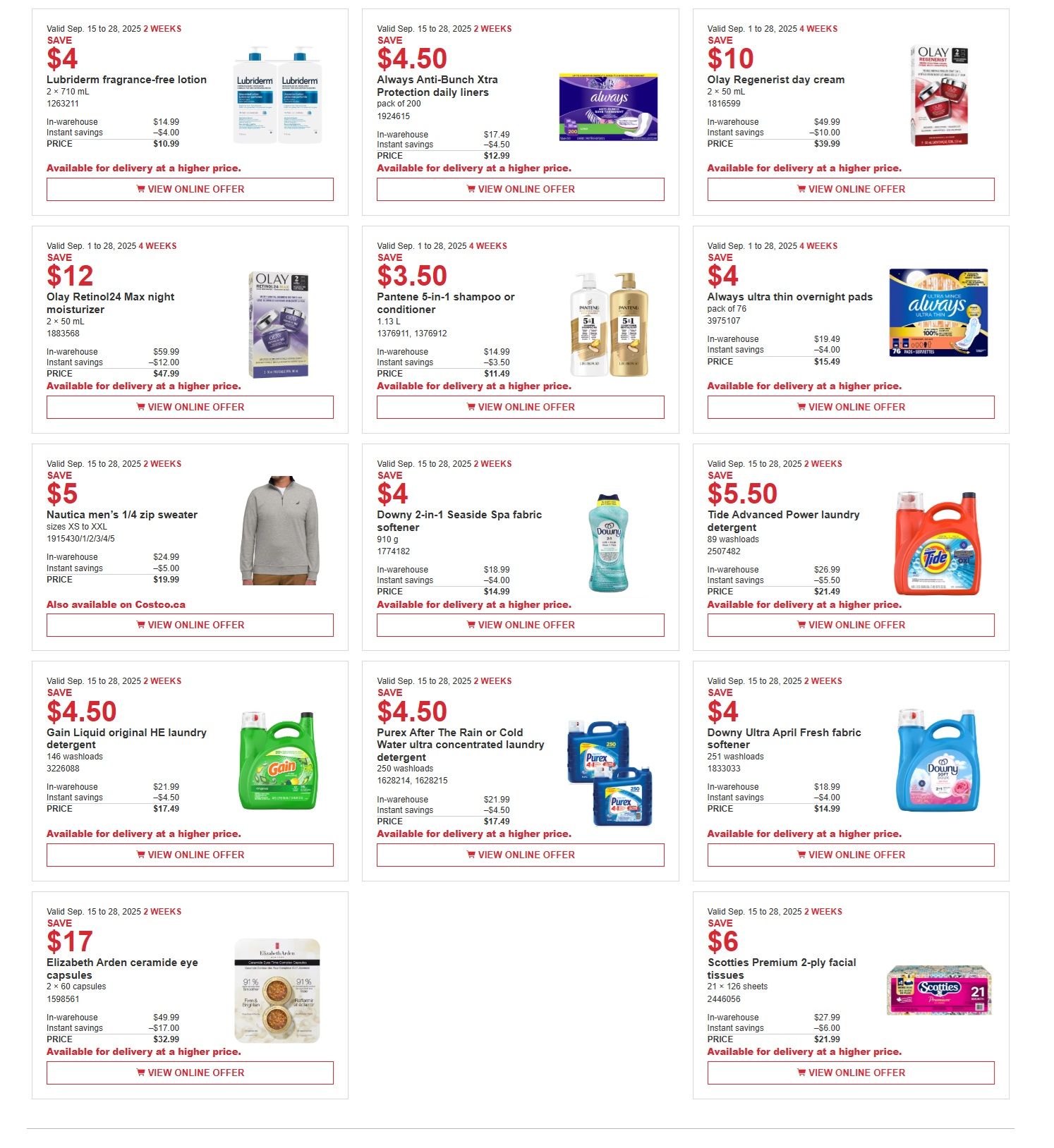 Costco (West, ON & Atlantic Canada) Warehouse Offers  September 15 to 28