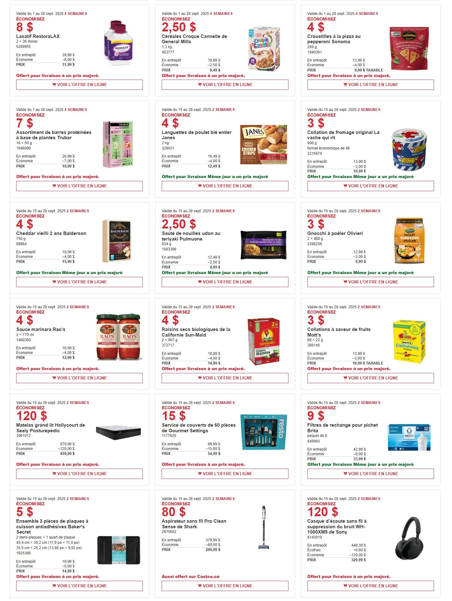 Costco (QC) Warehouse Offers September 15 to 28