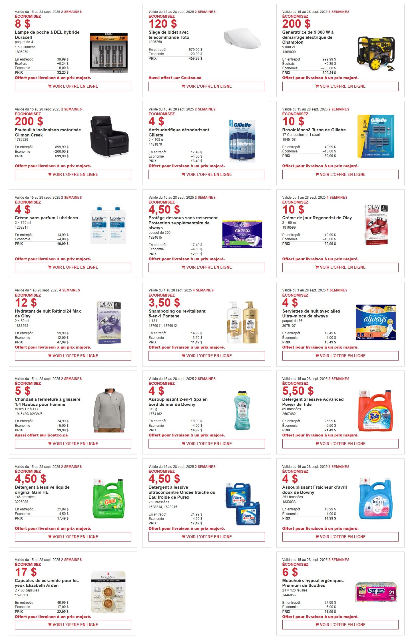 Costco (QC) Warehouse Offers September 15 to 28
